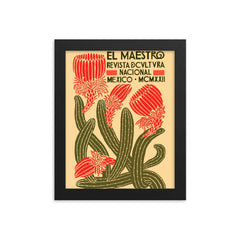 El Maestro - vintage Mexico travel poster framed print on a plain backdrop in size 8"x10".