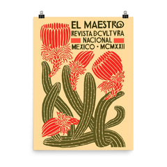 El Maestro - vintage Mexico travel poster poster on a plain backdrop in size 8"x10".