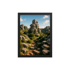 El Torcal de Antequera Spain framed print on a plain backdrop in size 12"x16".