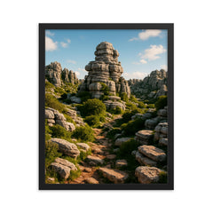 El Torcal de Antequera Spain framed print on a plain backdrop in size 16"x20".