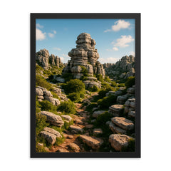 El Torcal de Antequera Spain framed print on a plain backdrop in size 18"x24".