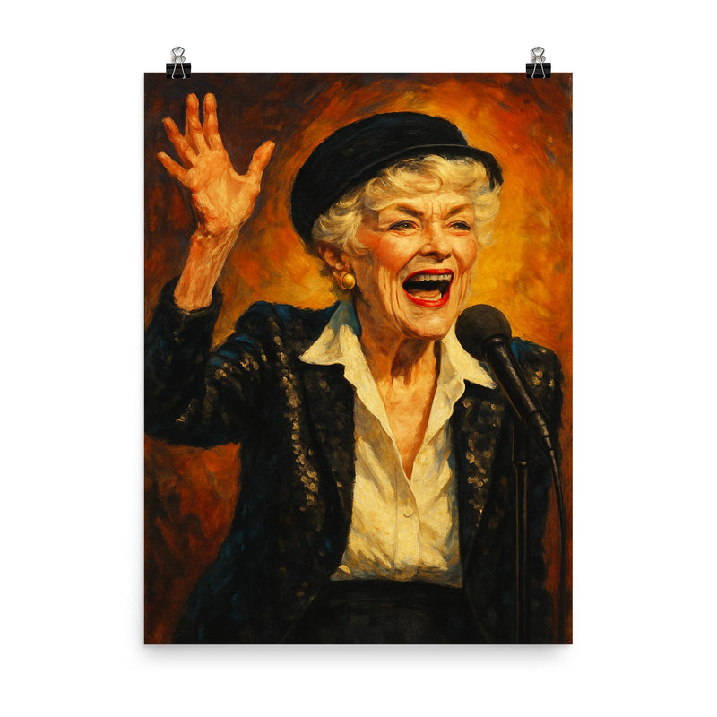 Elaine Stritch poster on a plain backdrop in size 8