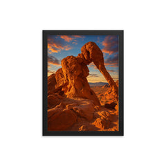 Elephant Rock Valley of Fire Nevada USA framed print on a plain backdrop in size 12"x16".