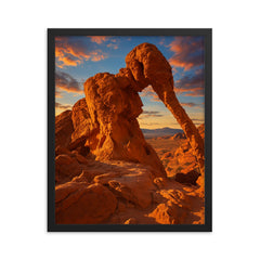 Elephant Rock Valley of Fire Nevada USA framed print on a plain backdrop in size 16"x20".