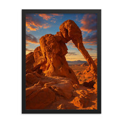 Elephant Rock Valley of Fire Nevada USA framed print on a plain backdrop in size 18"x24".