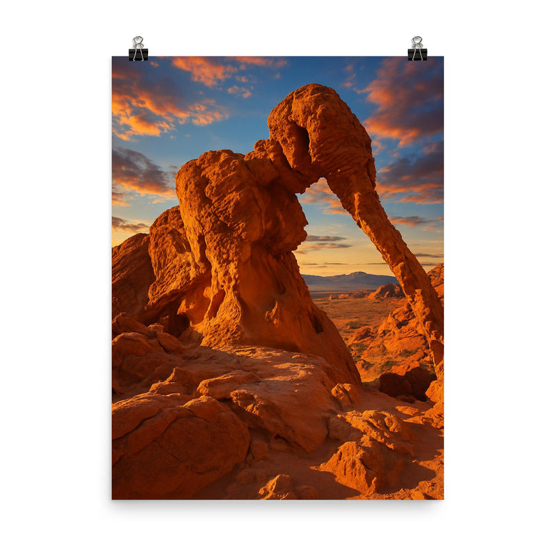 Elephant Rock Valley of Fire Nevada USA poster on a plain backdrop in size 8