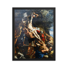 Elevation of the Cross by Peter Paul Rubens framed print on a plain backdrop in size 16"x20".