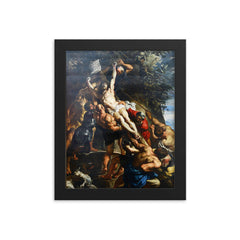 Elevation of the Cross by Peter Paul Rubens framed print on a plain backdrop in size 8"x10".