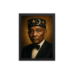 Elijah Muhammad portrait framed print on a plain backdrop in size 12"x16".
