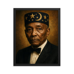 Elijah Muhammad portrait framed print on a plain backdrop in size 16"x20".