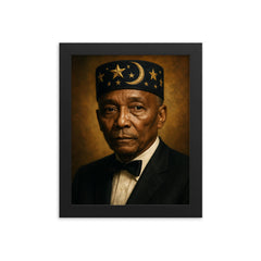 Elijah Muhammad portrait framed print on a plain backdrop in size 8"x10".