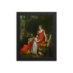 Elisa Bonaparte with her daughter Napoleona Baciocchi - Francois Gerard framed print on a plain backdrop in size 8"x10".