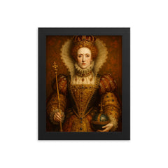 Elizabeth I framed print on a plain backdrop in size 8"x10".