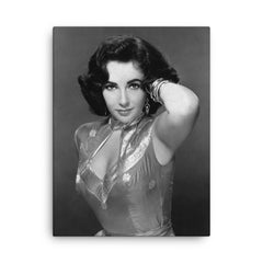 Elizabeth Taylor canvas print on a plain backdrop in size 18"x24".