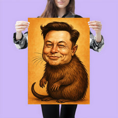 Elon Musk as a Muskrat funny poster 3