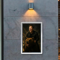 Elon Musk Riding a Grizzly Bear poster 2