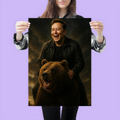 Elon Musk Riding a Grizzly Bear poster 3