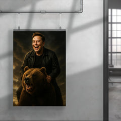 Elon Musk Riding a Grizzly Bear poster 4
