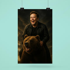Elon Musk Riding a Grizzly Bear poster 6