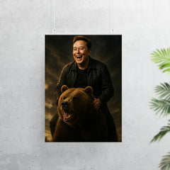 Elon Musk Riding a Grizzly Bear poster 7