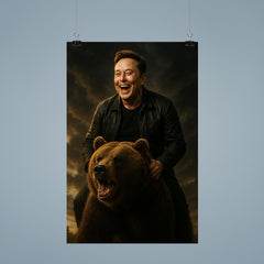 Elon Musk Riding a Grizzly Bear poster 9