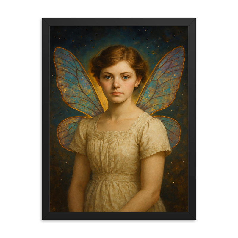 Elsie Wright framed print on a plain backdrop in size 18