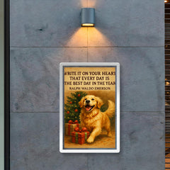 emerson quote every day best day enthusiastic golden retriever poster 2