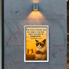 Emerson quote grumpy cat sunset happiness and anger poster 2