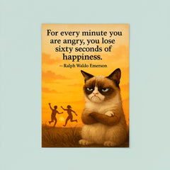 Emerson quote grumpy cat sunset happiness and anger poster 8
