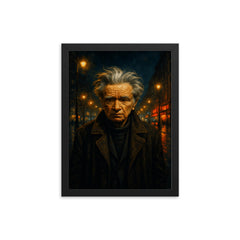 Emil Cioran in sleepless boulevard night framed print on a plain backdrop in size 12"x16".