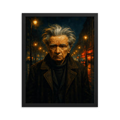 Emil Cioran in sleepless boulevard night framed print on a plain backdrop in size 16"x20".