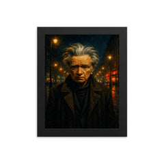 Emil Cioran in sleepless boulevard night framed print on a plain backdrop in size 8"x10".