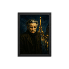 Emil Cioran in sleepless Paris midnight framed print on a plain backdrop in size 12"x16".