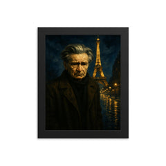 Emil Cioran in sleepless Paris midnight framed print on a plain backdrop in size 8"x10".