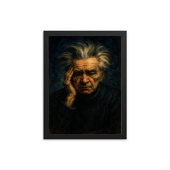 Emil Cioran insomnia portrait framed print on a plain backdrop in size 12"x16".