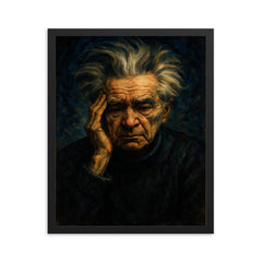 Emil Cioran insomnia portrait framed print on a plain backdrop in size 16"x20".