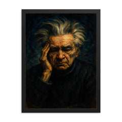 Emil Cioran insomnia portrait framed print on a plain backdrop in size 18"x24".