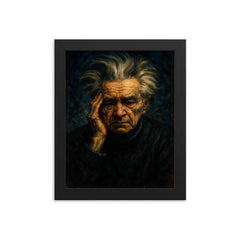 Emil Cioran insomnia portrait framed print on a plain backdrop in size 8"x10".