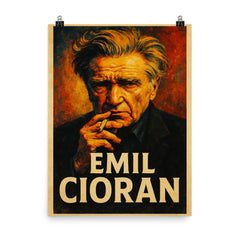 Emil Cioran poster on a plain backdrop in size 8"x10".