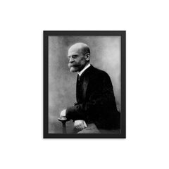 Emile Durkheim framed print on a plain backdrop in size 12"x16".