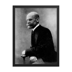 Emile Durkheim framed print on a plain backdrop in size 18"x24".