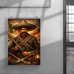 Emiliano Zapata beneath a bandolier crossed chest poster 4