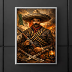 Emiliano Zapata beneath a bandolier crossed chest poster 5