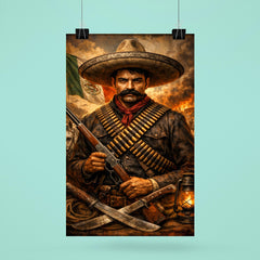 Emiliano Zapata beneath a bandolier crossed chest poster 6