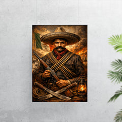 Emiliano Zapata beneath a bandolier crossed chest poster 7