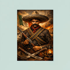 Emiliano Zapata beneath a bandolier crossed chest poster 8