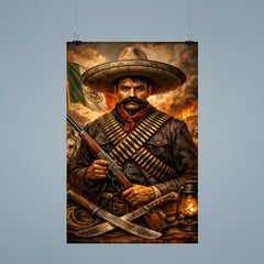 Emiliano Zapata beneath a bandolier crossed chest poster 9
