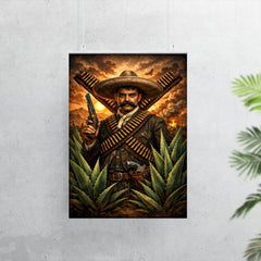 Emiliano Zapata beneath crossed bandoliers and agave poster 7