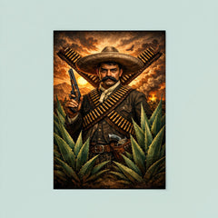 Emiliano Zapata beneath crossed bandoliers and agave poster 8