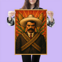 Emiliano Zapata beneath crossed bandoliers and maize poster 3